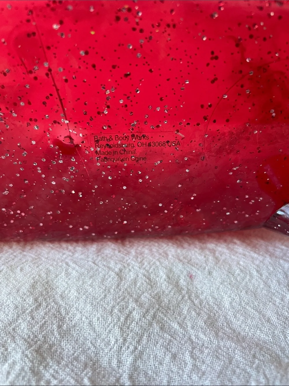 Bath & Body Works Glitter ClawFoot Bathtub Plastic Acrylic Red  10.5x5.5x5.5”